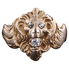 Anillo de León Antiguo de Oro de 14k