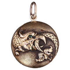 Antique Basilisk Conversion Charm of 14k Gold