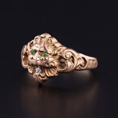 Art Nouveau Greenman Ring of 10k Gold - Circa 1900