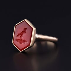 Antique Owl Signet Ring of 10k Gold - Circa 1920