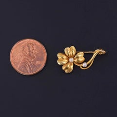 Antique Four Leaf Clover Pin of 14k Gold, Circa 1910