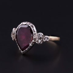 Georgian Flat Cut Garnet Ring of 9ct Gold and Silver