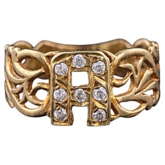 Vintage Letter A Ring of 14k Gold