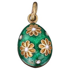 Vintage Enamel Egg Charm of 14k Gold