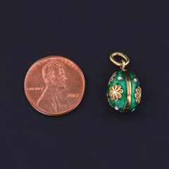 Vintage Enamel Egg Charm of 14k Gold