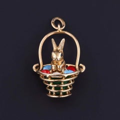 Vintage-Osterhase und Korb aus 14-karätigem Gold