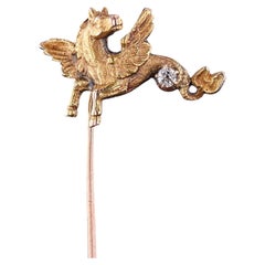 Antike Hippocampus-Krawattennadel aus 10-karätigem Gold