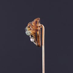 Antike Tiger-Anstecknadel aus 14-karätigem Gold mit Emaille von Alling & Co