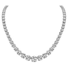 75.27ct GIA Certified Graduated Round Diamond Tennis Necklace VVS1