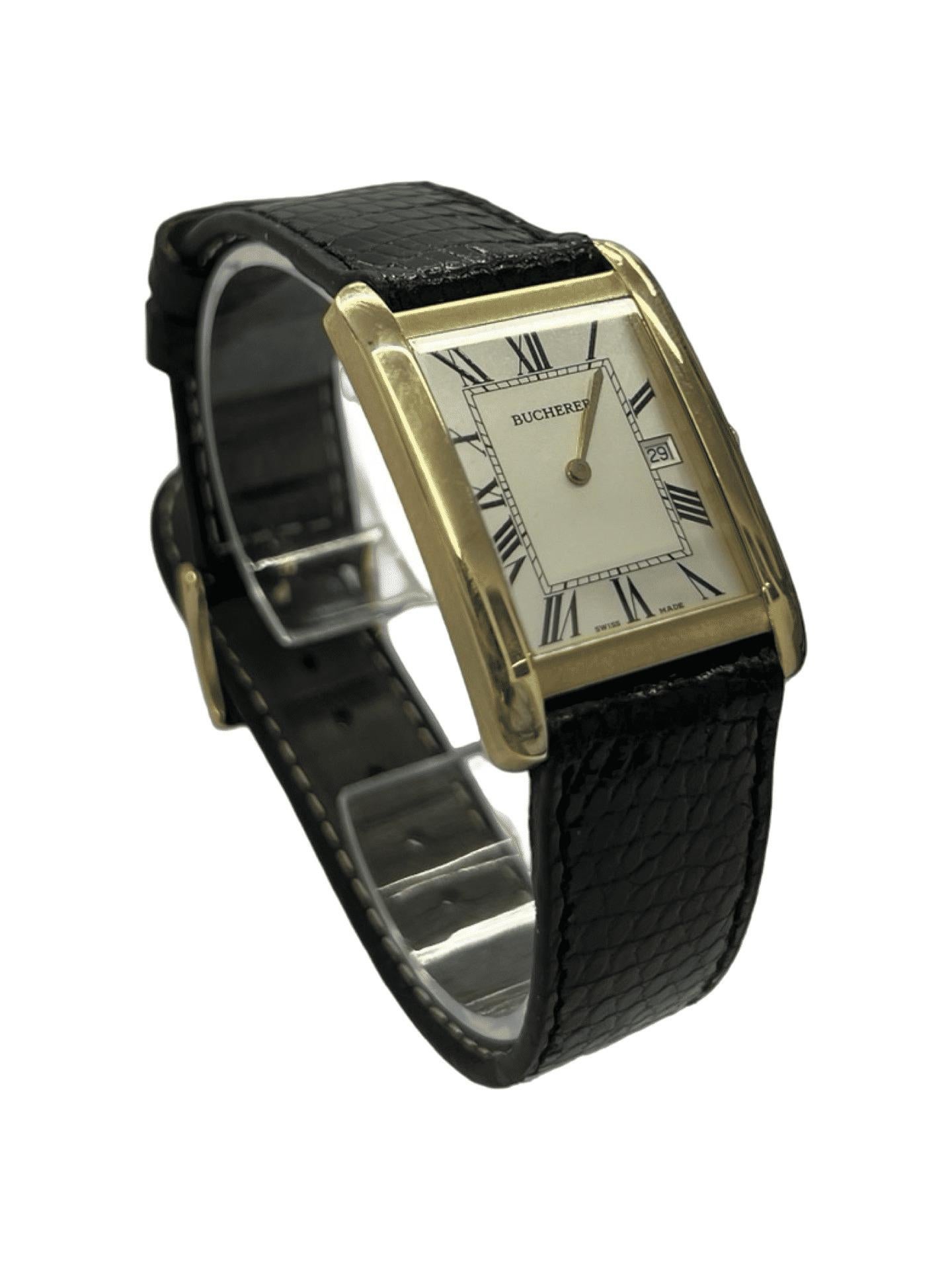 Art déco Tank en or jaune de Bucherer en vente