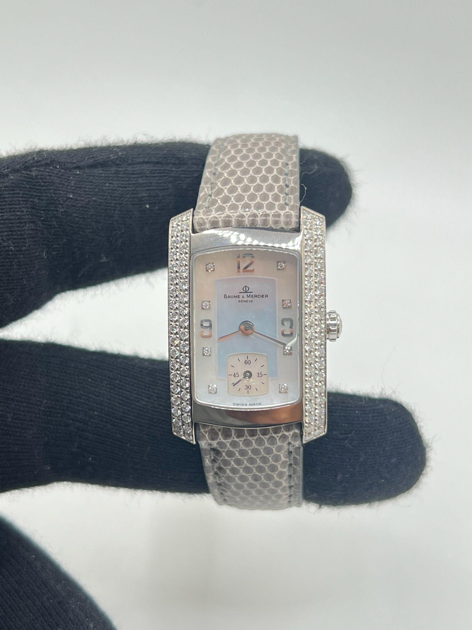 Art Deco Baume & Mercier Hampton Milleis White Gold18K and diamonds For Sale