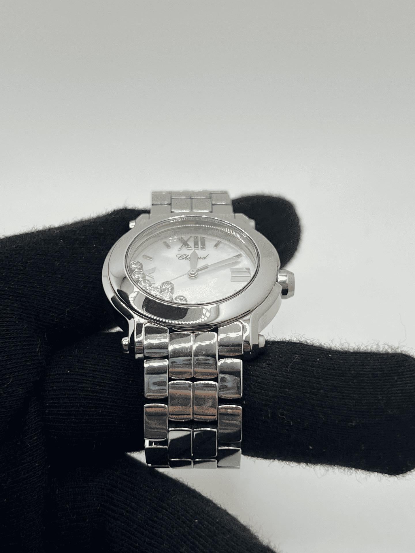Women's or Men's Chopard Happy Sport Steel and Diamonds For Sale