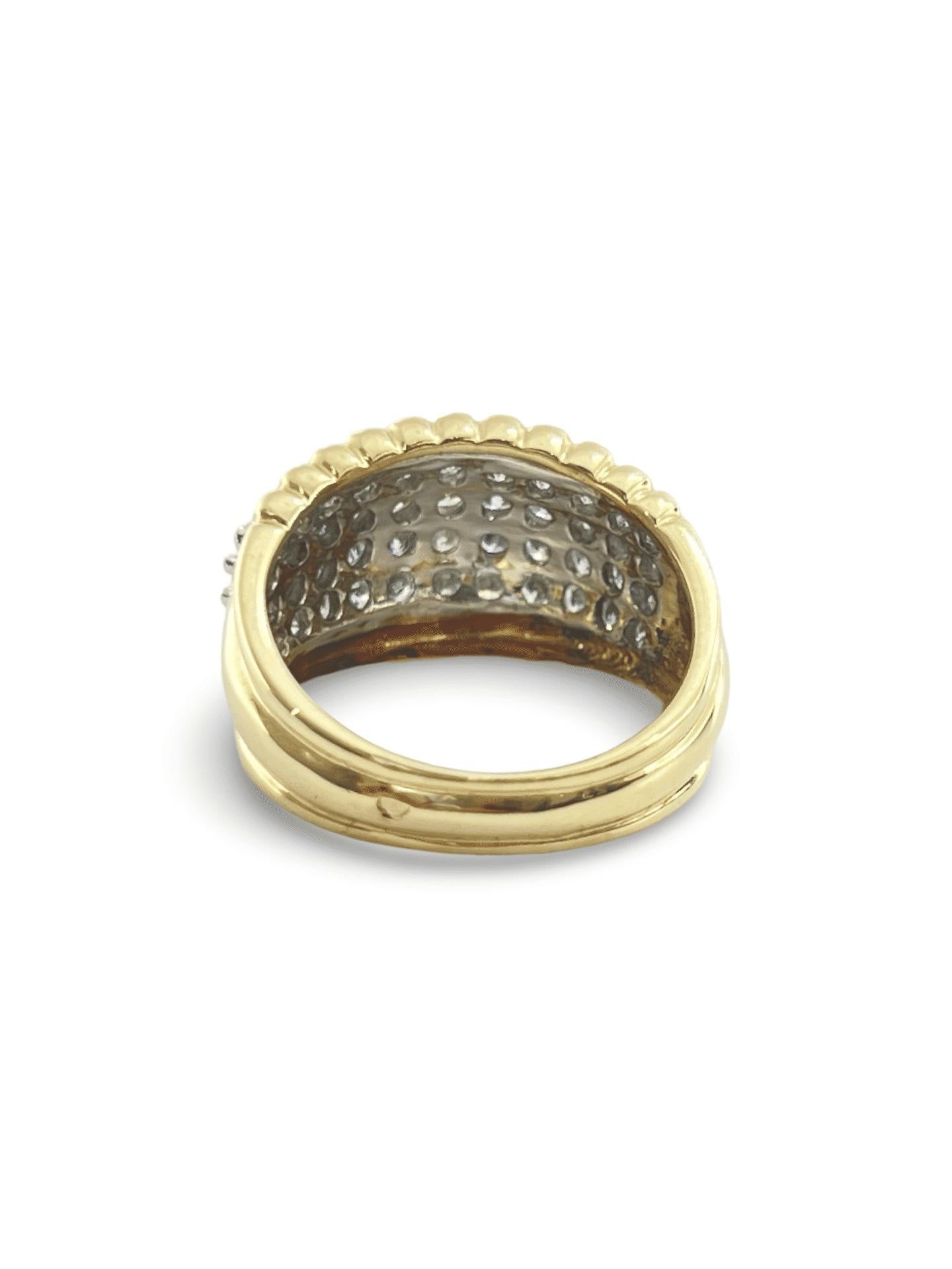 Art déco Bague en or jaune 14K avec 1,65 ct de diamants en vente