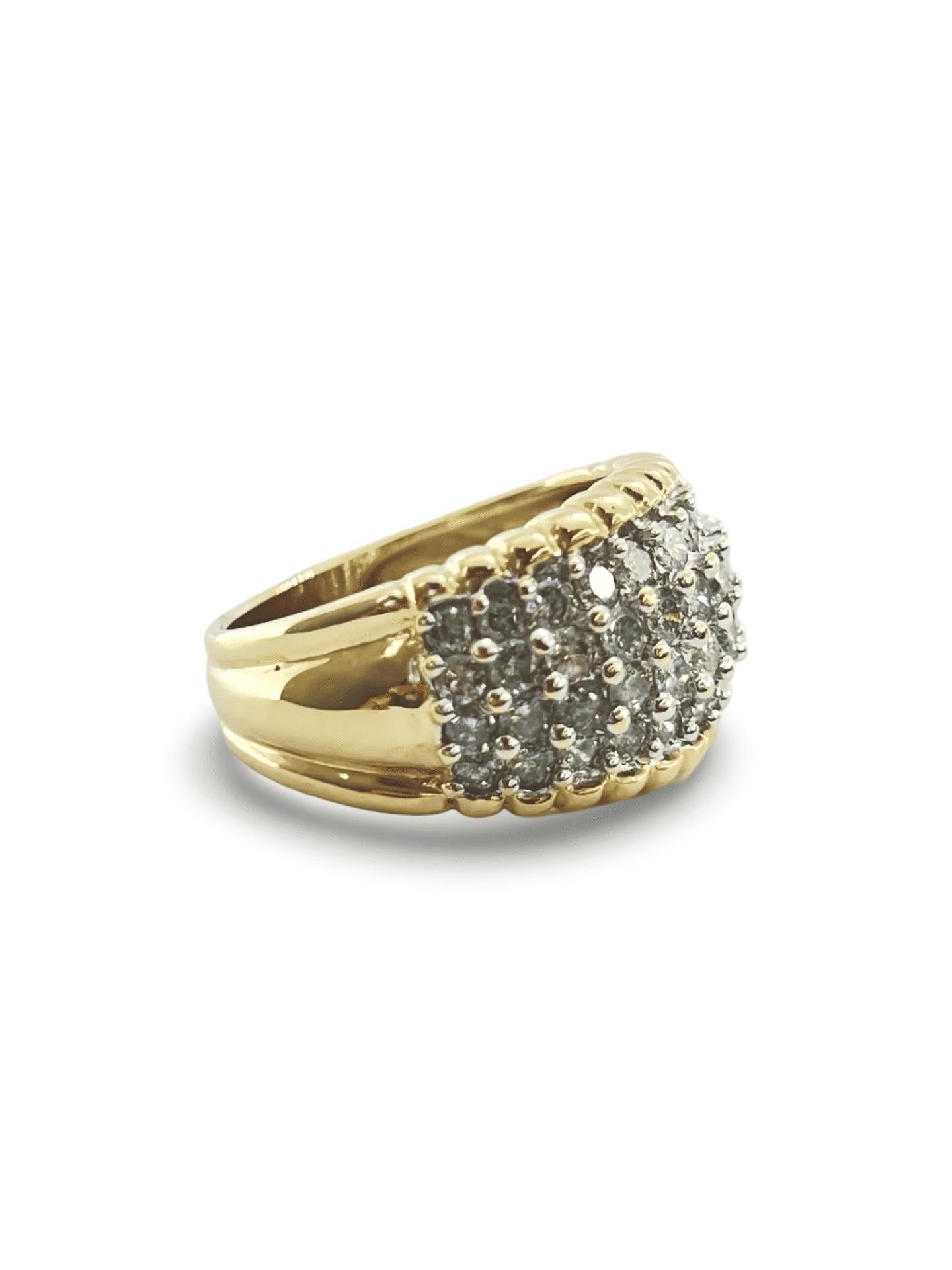 Bague en or jaune 14K avec 1,65 ct de diamants Excellent état - En vente à PARIS, FR