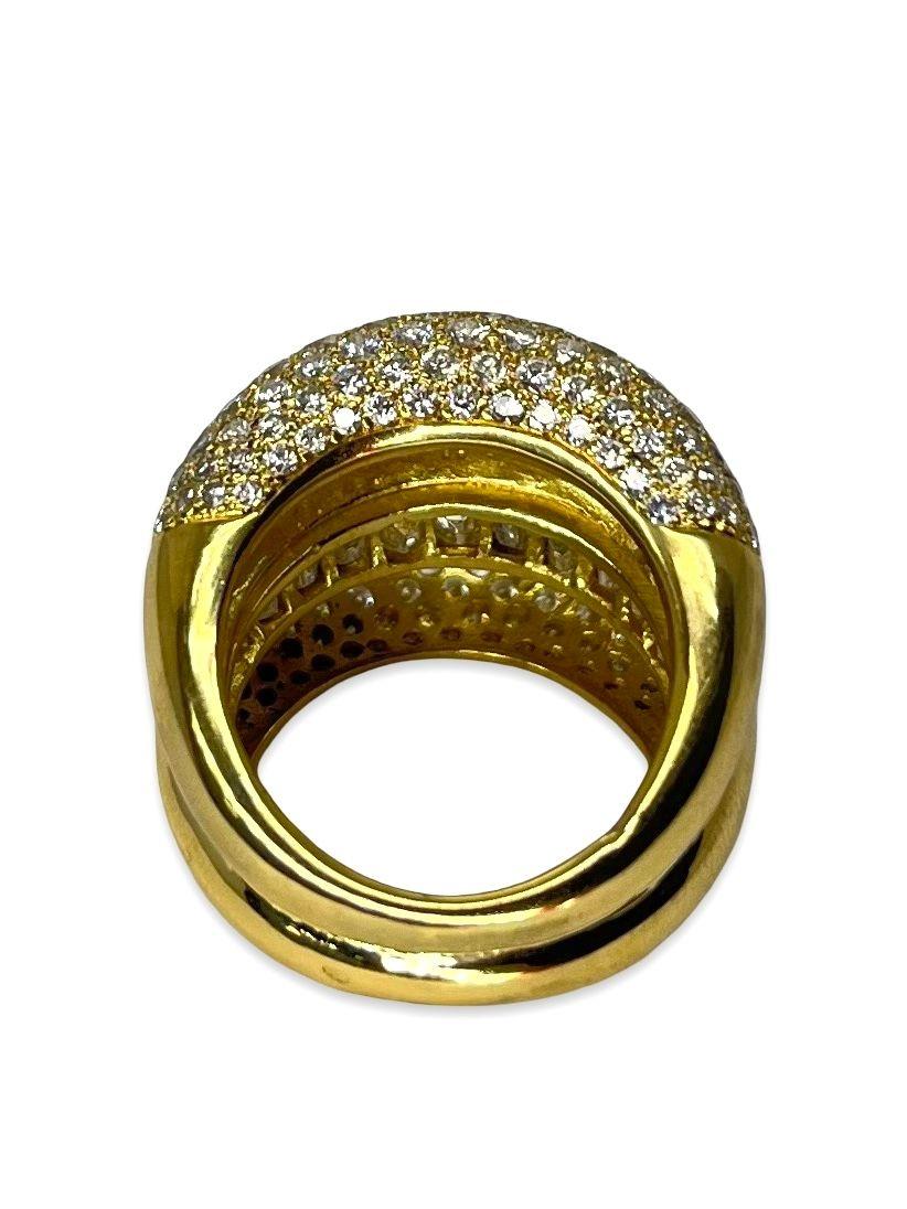 Anello in oro giallo con diamanti da 5 carati In condizioni ottime in vendita a PARIS, FR