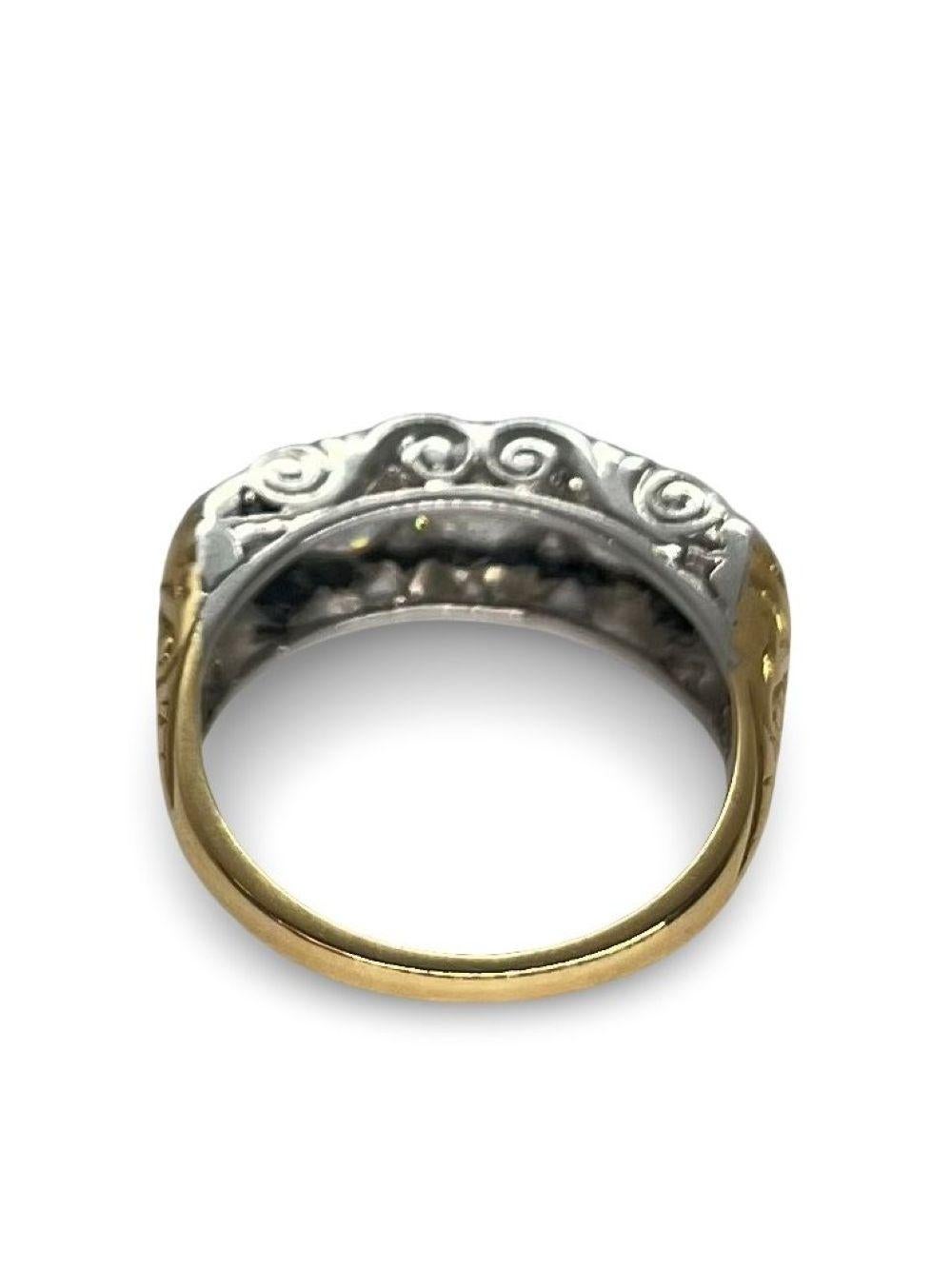 Bague vintage en or jaune et platine avec 2,20 ct de diamants Pour femmes en vente