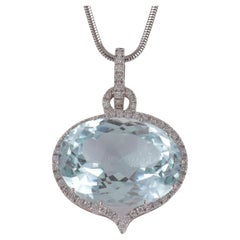 Collana con pendente ciondolo con Acquamarina e Diamanti