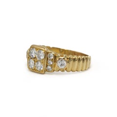 French Vintage 18K Yellow Gold Diamond Cocktail Ring, circa 1950s