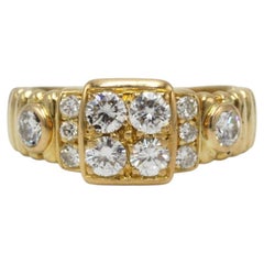 French Vintage 18K Yellow Gold Diamond Cocktail Ring, circa 1950s