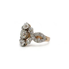 French Belle Époque 18K Gold Platinum Old-Cut Diamond Ring, circa 1900