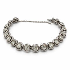 French 19th Century 18K Gold Silver Old-Cut Diamond Link Bracelet, 15 Carats