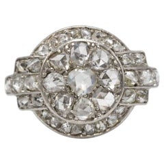 French Early Art Deco Platinum Rose-Cut Diamond Ring, circa 1910s