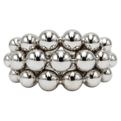 Boucheron “Grains de Raisin” 18K White Gold Ring, Signed French Jewel