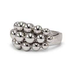 Boucheron “Grains de Raisin” 18K White Gold Ring, Signed French Jewel