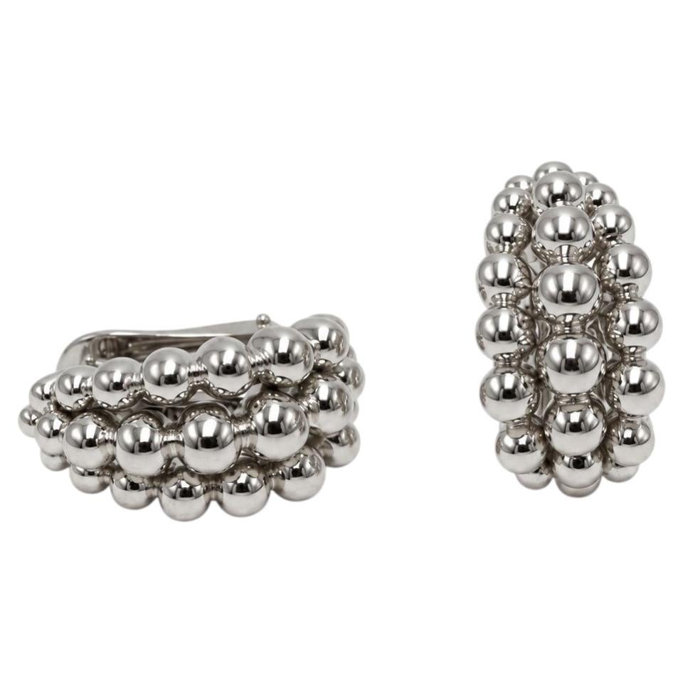 Pre-owned Boucheron French  �grains De Raisin� 18k White Gold Earrings, Signed