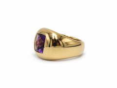 Boucheron French 18K Yellow Gold Amethyst Ring, Signed Vintage Jewel