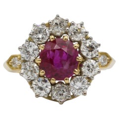 French 18K Gold Platinum 2.01 Carat Burmese Ruby Diamond Ring