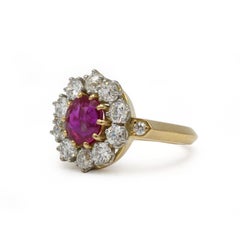 French 18K Gold Platinum 2.01 Carat Burmese Ruby Diamond Ring