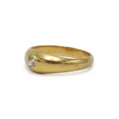 French Vintage 18K Yellow Gold Old-Cut Diamond Gypsy Ring