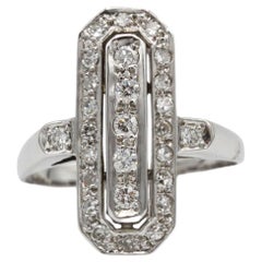 Art Deco Style 18K White Gold Diamond Geometric Ring