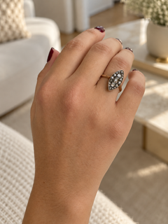 19th Century French Marquise Rose-Cut Diamond 18K Gold Ring