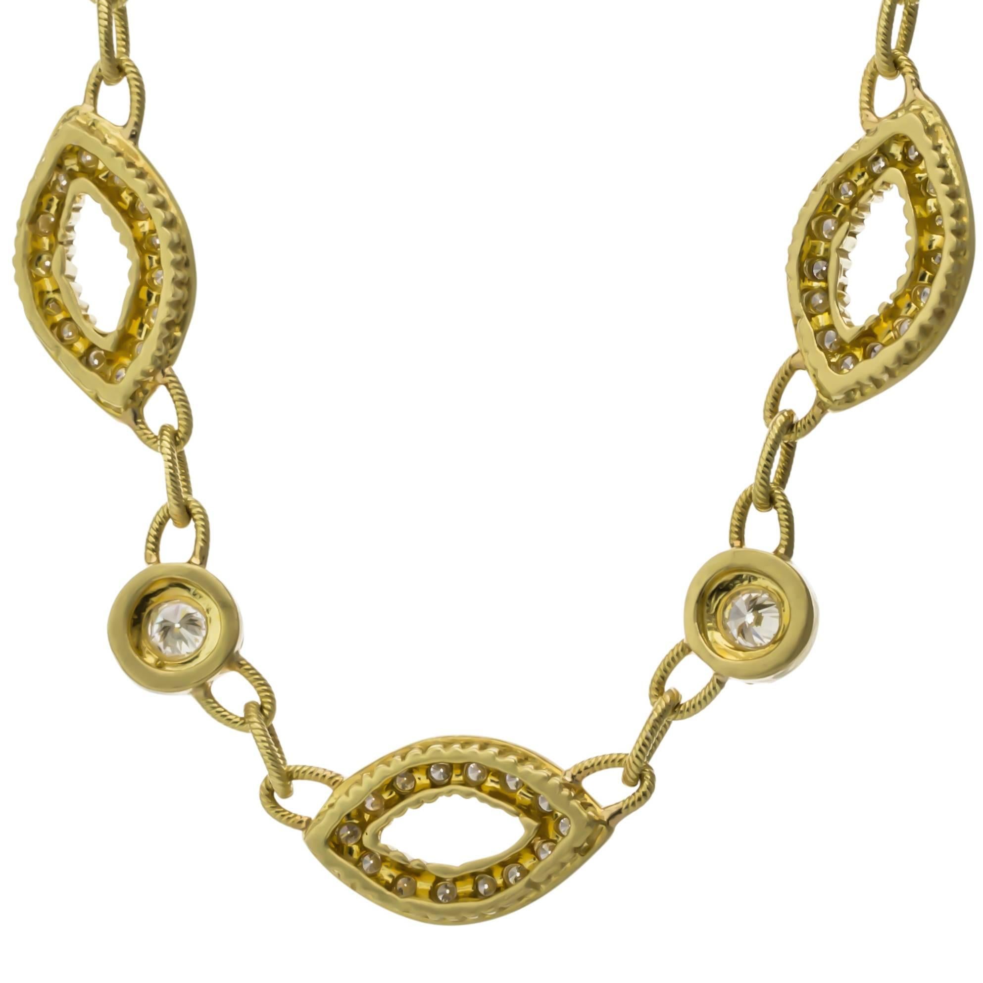 Doris Panos Diamond Gold Necklace In Excellent Condition In Richardson, TX