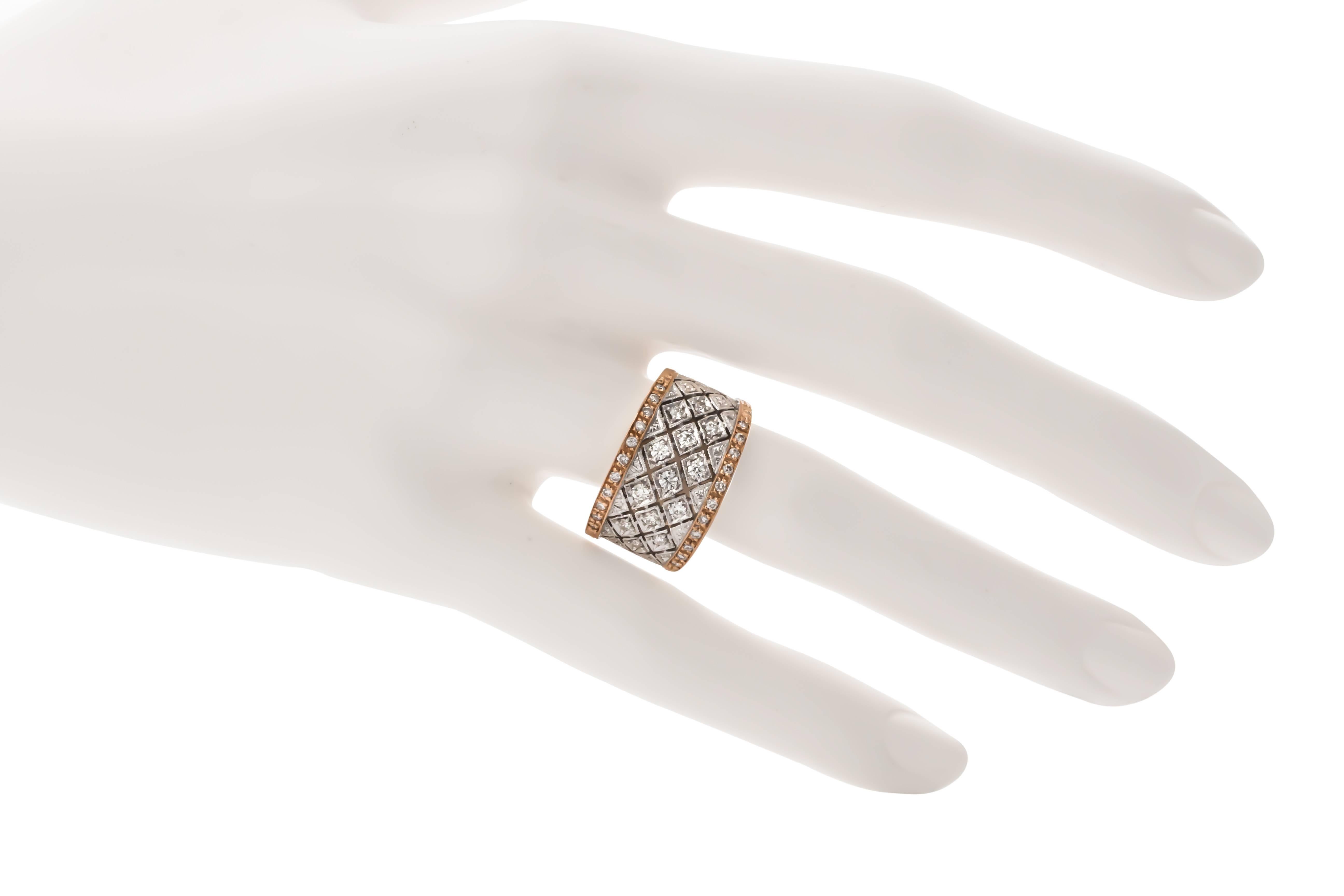 Women's F Vergano .59 Carat Diamond Two Color Gold Ring For Sale