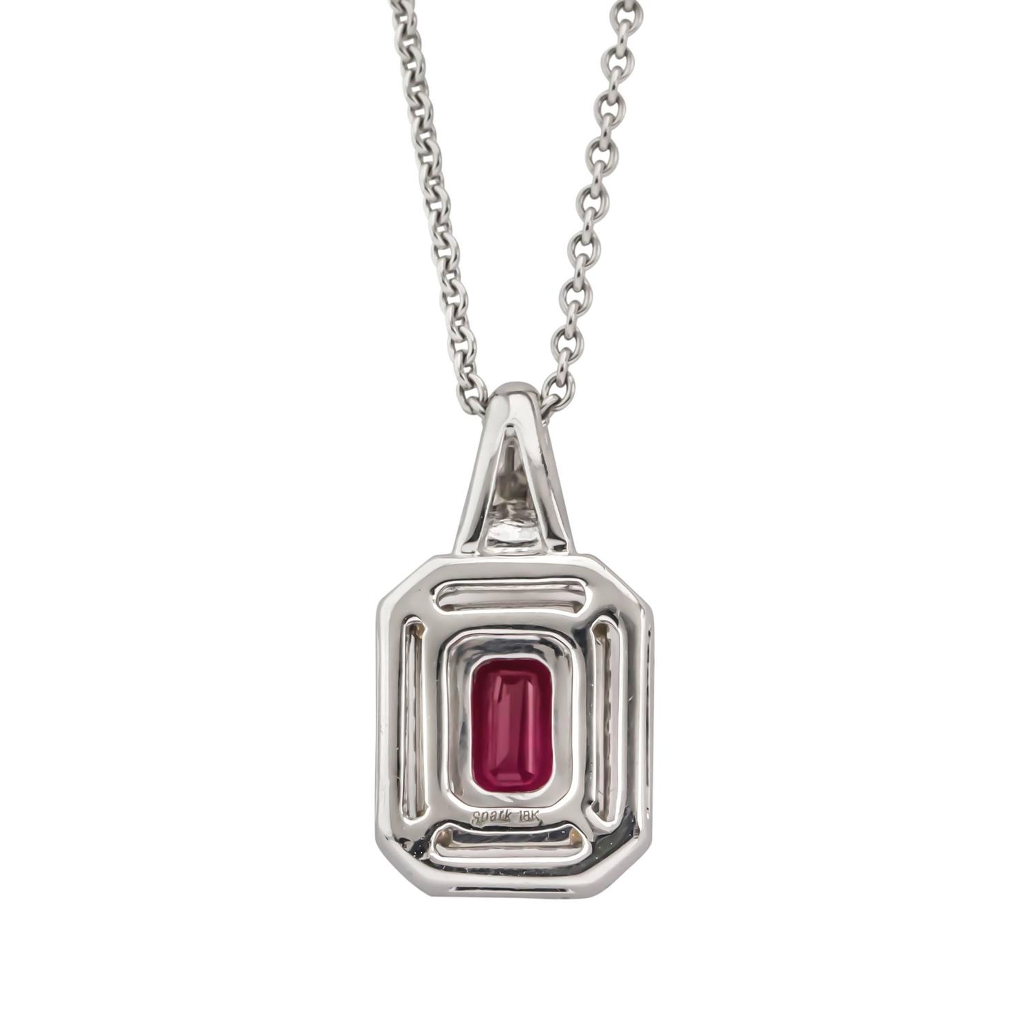 Emerald Cut .70 Carat Ruby Diamond Gold Pendant Necklace For Sale at ...