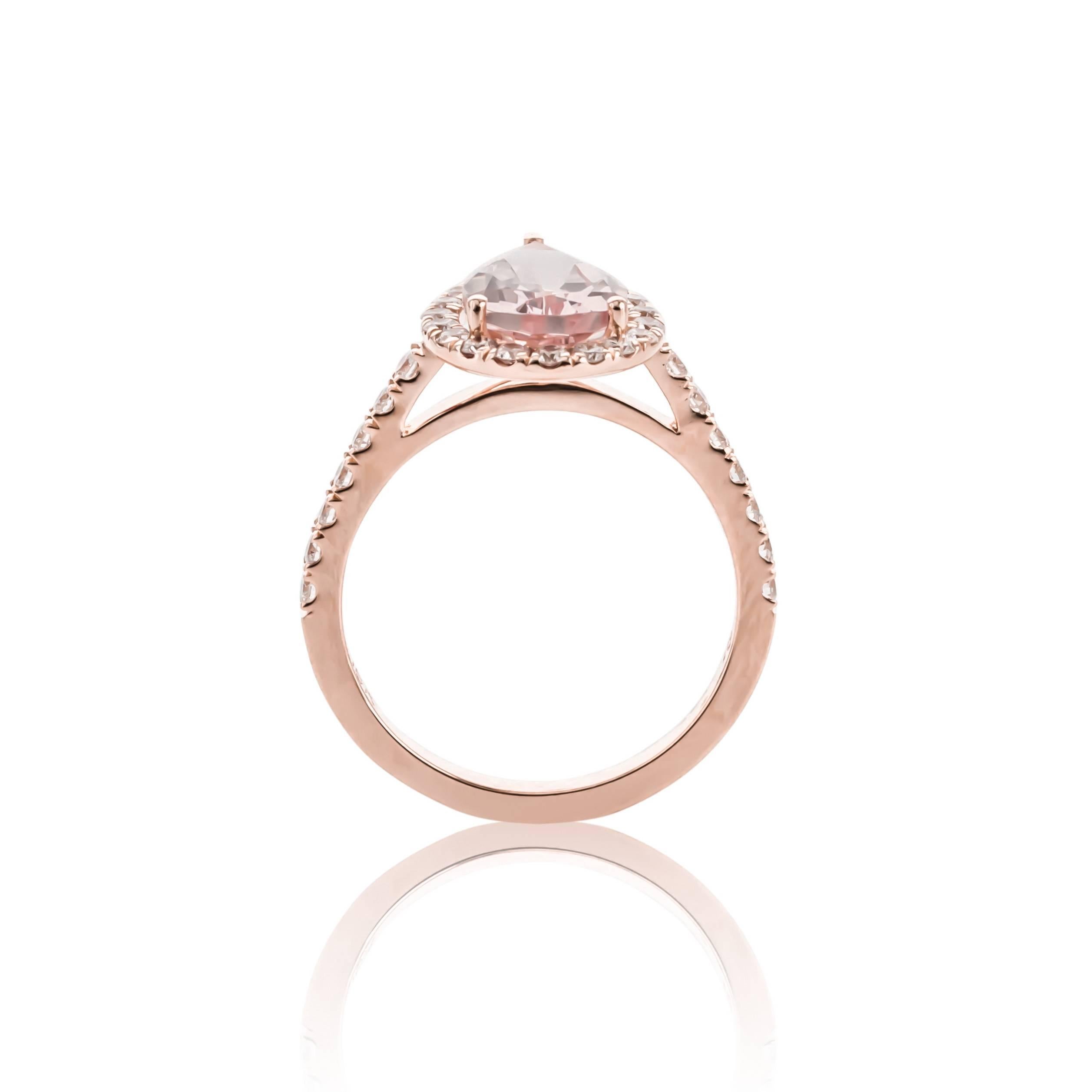 One of a Kind 1.95 Carat Morganite Diamond Gold Ring In New Condition In Richardson, TX