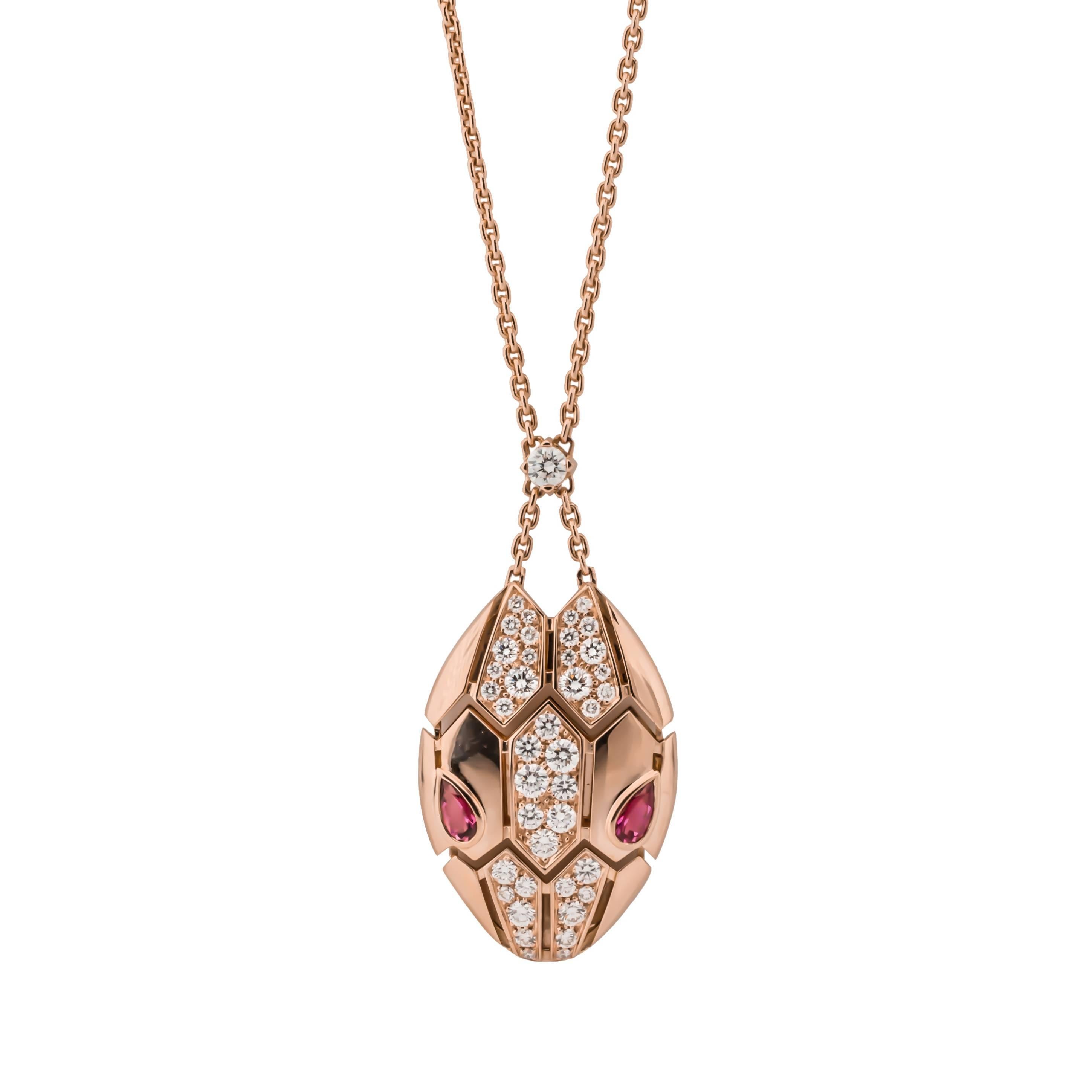 Bulgari Rubellite Diamond Gold Serpenti Necklace