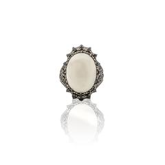 Cynthia Bach White Coral & Black Diamond Ring
