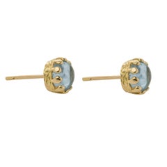 Elegant Sethi Couture Aquamarine Cabochon Stud Earrings