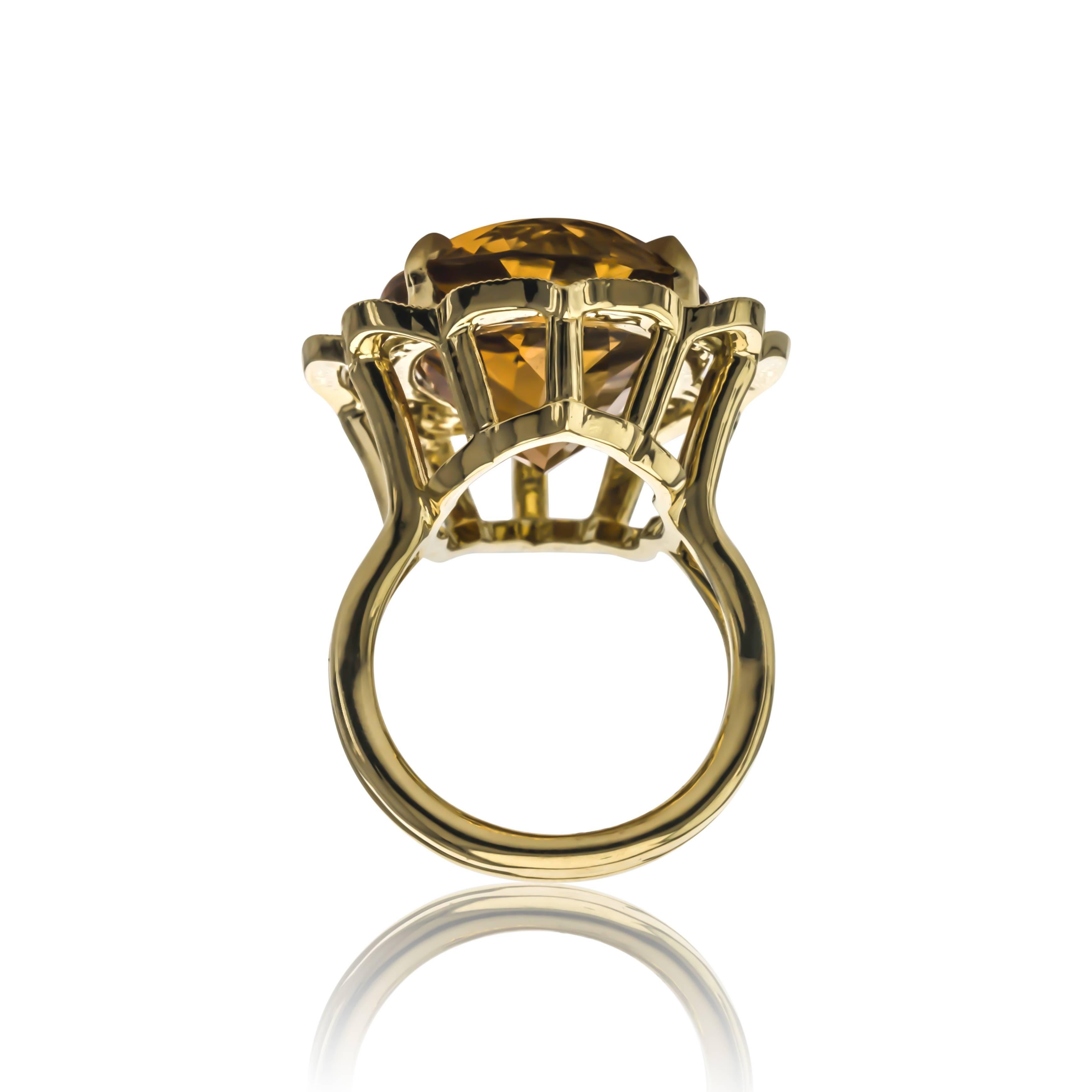 Women's One of a Kind 23.27 Carat Orange Tourmaline Diamond Gold Cocktail Ring For Sale