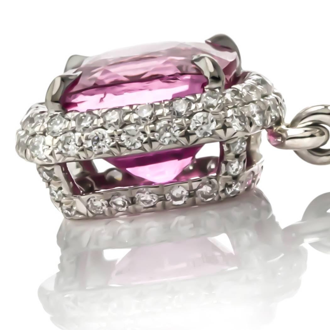 One of a Kind 5.03 Carat Pink Sapphire Diamond Earrings For Sale 3