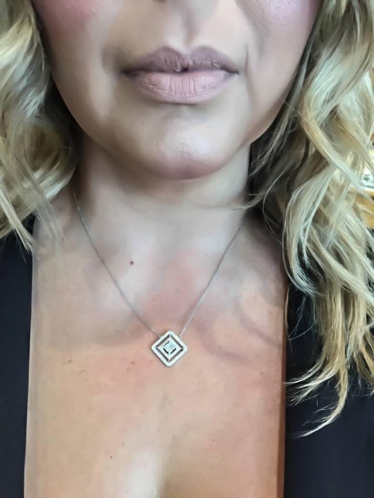Women's 1.54 Carat. Double Halo Diamond Gold Necklace For Sale