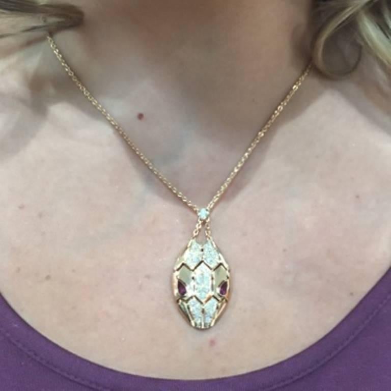 bulgari diamond ruby gold serpenti necklace