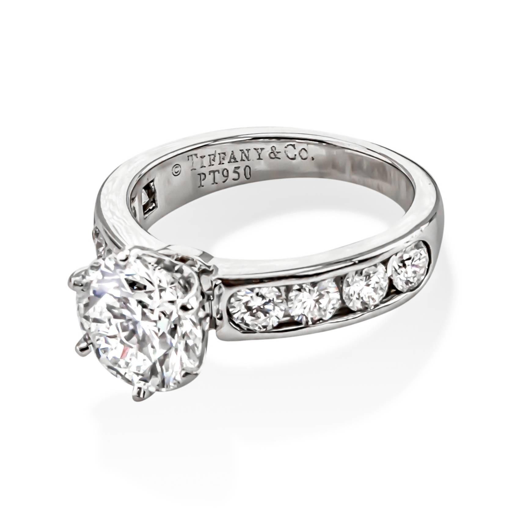 Tiffany & Co. 2.08 Carat Diamond Engagement Ring In Excellent Condition In Richardson, TX