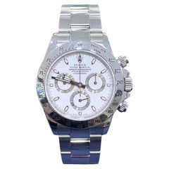 Reloj Rolex Cosmograph Daytona de 40 mm, esfera blanca, acero inoxidable y hebilla nueva, modelo 116520