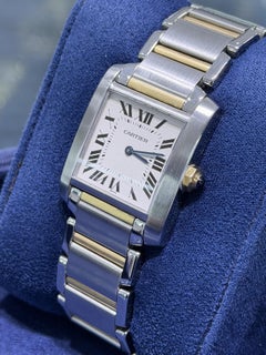 Cartier Tank Française Damenuhr aus 18 Karat Gelbgold und Edelstahl mit Quarzwerk, mittelgroß, 2301