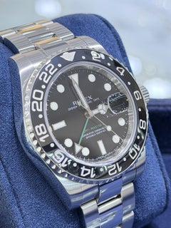 Montre Rolex GMT-Master II en céramique noire, boîtier Oyster en acier inoxydable de 40 mm, référence 116710LN